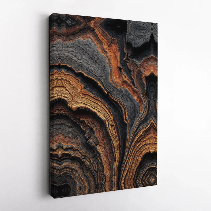 Abstract Geode Canvas Art | Black and Copper Agate Texture | Premium 1.25" Gallery Wrap | Modern Office & Living Room Decor Gift