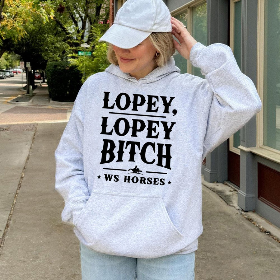 Lopey Lopey Bitch Hoodie | Western Horse Riding Graphic | Premium Cotton Blend | Gift For Cowgirl Equestrian