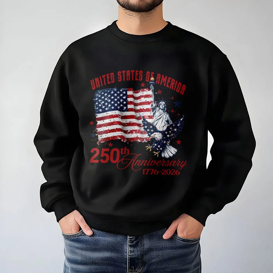 USA 250th Anniversary Sweatshirt | Vintage American Flag 1776-2026 Design | Premium Cotton-Blend | Patriotic 4th of July Collector's Gift