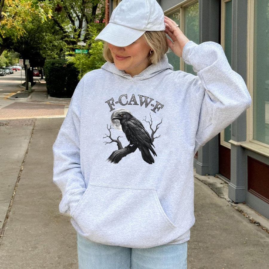 Raven Gothic Hoodie | Spooky Crow Moon Graphic Design | Premium Cotton-Poly Blend | Dark Humor Gift for Bird Lovers & Goth Aesthetic Fans