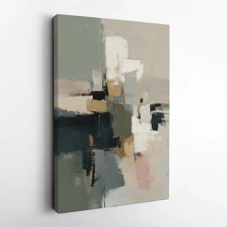 Abstract Canvas Wall Art | Textured Geometric Print in Neutral Tones | Premium Gallery Wrapped Canvas | Modern Home Decor Gift