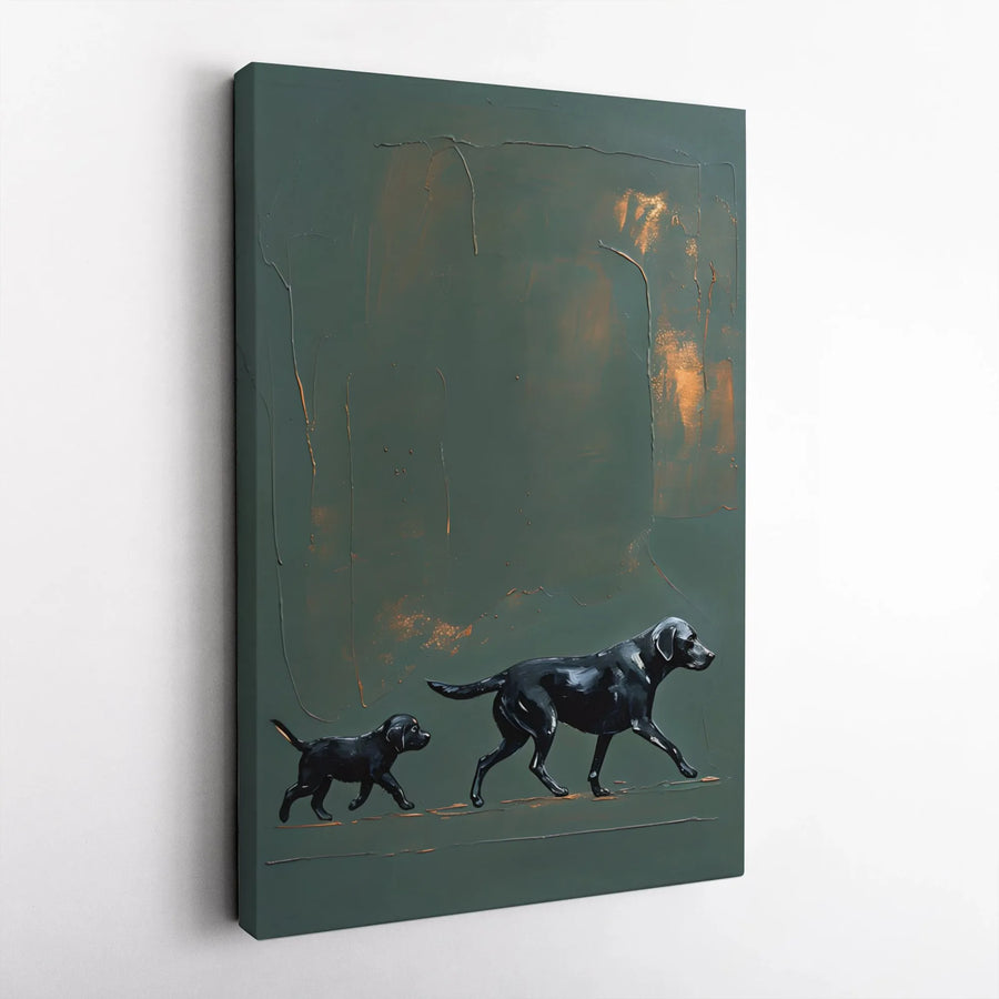 Black Labrador Dog Painting Canvas | Minimalist Puppy Art Print | Premium 1.25-Inch Gallery Wrap | Modern Home Decor Gift for Dog Lovers