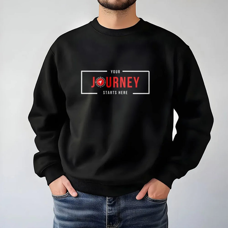 Your Journey Starts Here Compass Sweatshirt | Motivational Adventure Quote | Premium Cotton Blend | Unisex Travel Gift For Adventurers