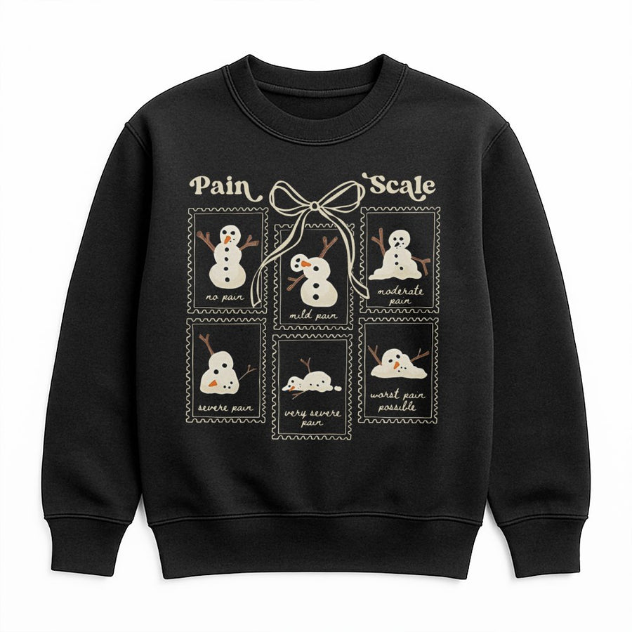 Funny Snowman Pain Scale Sweatshirt | Cute Medical Christmas Graphic | Premium Cotton Blend | Holiday Gift For Nurses and Doctors