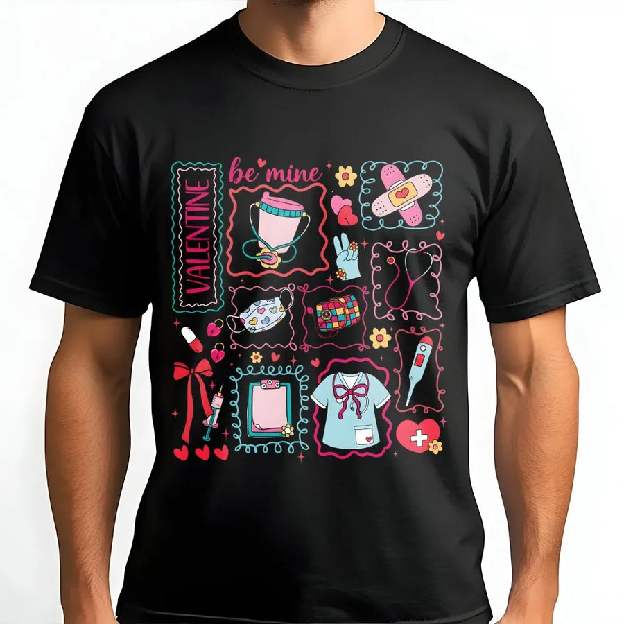 Valentine Nurse T-Shirt | Medical Stethoscope Heart Design | 100% Premium Cotton | Gift for RN, CNA, and Healthcare Workers