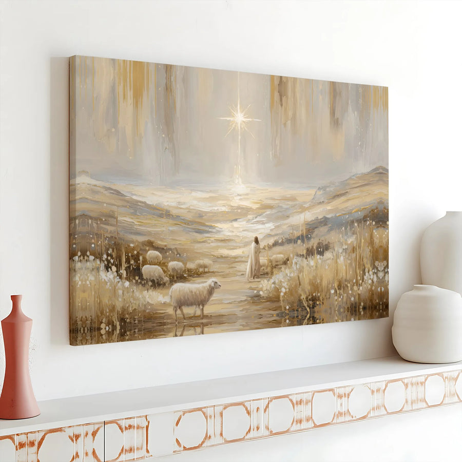 Jesus The Good Shepherd Canvas Art | Abstract Christian Wall Decor | Premium Gallery Wrap Print | Faithful Religious Gift for Home