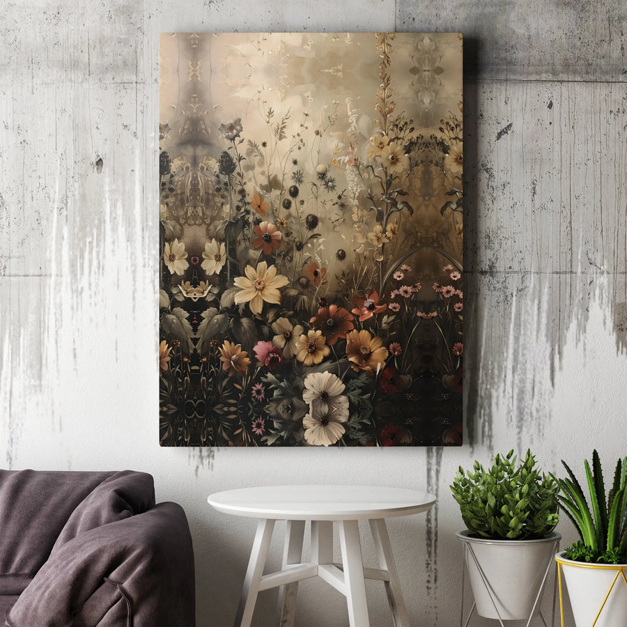 Vintage Floral Canvas Wall Art | Moody Botanical Wildflower Print | Thick Gallery Wrapped Canvas | Cottagecore Home Decor Gift