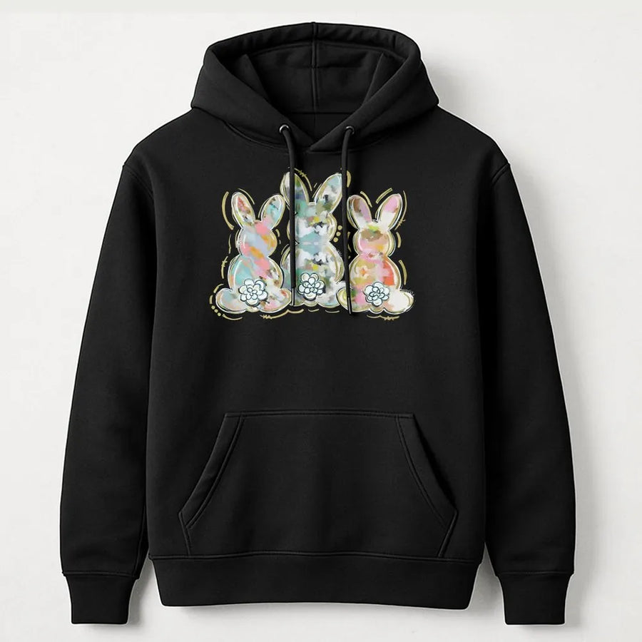 Easter Bunny Hoodie | Watercolor Floral Rabbit Graphic | Premium Cotton Blend | Spring Holiday Gift for Women and Teens