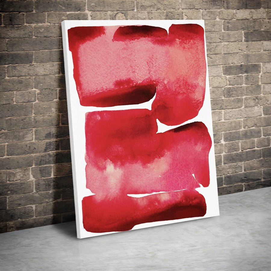 Abstract Red Watercolor Vertical Canvas | Minimalist Persimmon Color Block Art | Premium Thick Gallery Wrap Canvas | Modern Living Room Wall Decor Gift