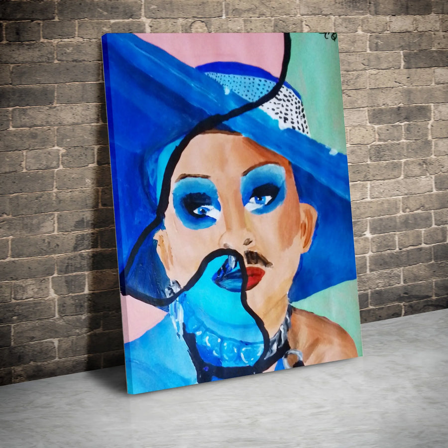 Abstract Drag Queen Canvas | Vibrant Pop Art Portrait | Premium Gallery Wrapped Canvas | LGBTQ Pride Modern Home Decor Gift