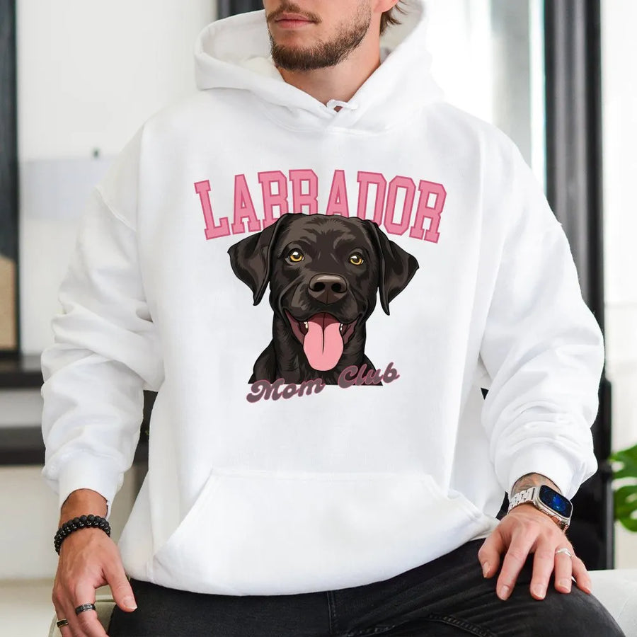 Labrador Mom Club Hoodie | Cute Chocolate Lab Graphic Sweatshirt | Premium Cotton Blend | Gift For Dog Lovers And Pet Owners
