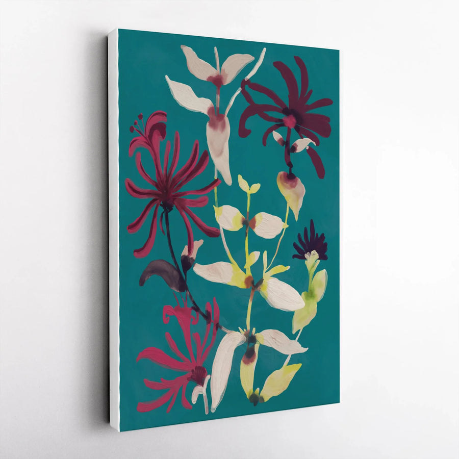 Abstract Floral Canvas Print | Modern Botanical Painting Art | Premium 1.25" Thick Canvas | Living Room & Bedroom Decor Gift
