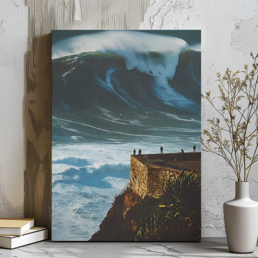Giant Wave Ocean Canvas Print | Nazaré Surfing Wall Art | Premium Gallery Wrapped Decor | Coastal Adventure Gift for Surfers