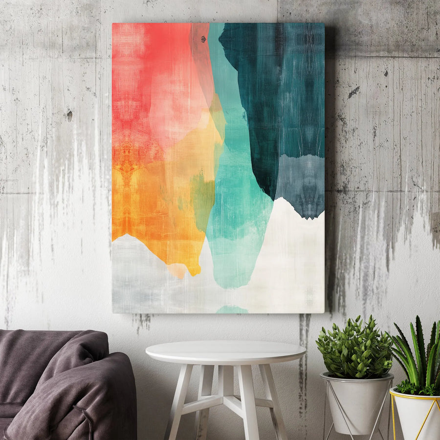 Abstract Canvas Wall Art | Modern Color Block Painting Print | Thick Gallery Wrapped Canvas | Premium Living Room & Office Decor