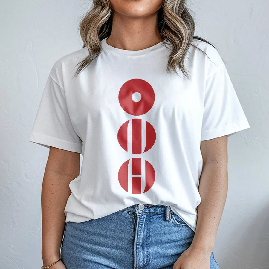 Minimalist OOA Graphic T-Shirt | Abstract Red Circle Typography Design | Premium Soft Cotton Tee | Trendy Streetwear Gift For Fans