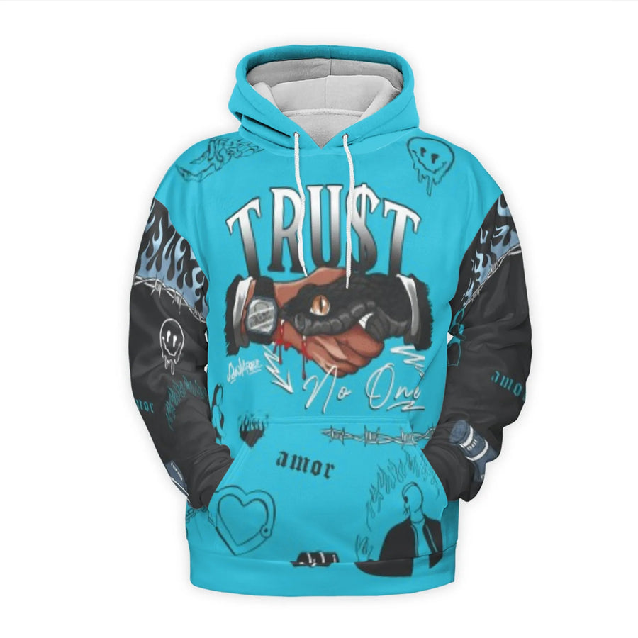 Trust No One Hoodie | Snake Handshake Graphic Print | Premium Polyester Fleece Pullover | Streetwear Aesthetic Gift for Him and Her