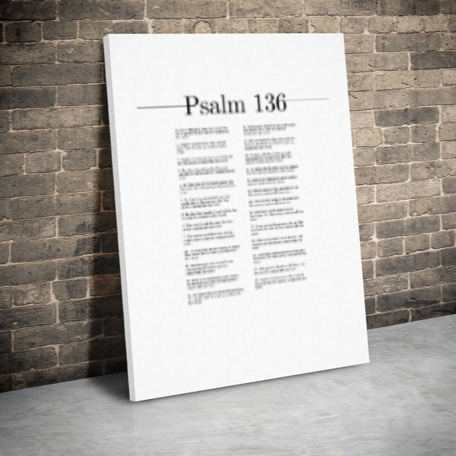 Psalm 136 Bible Verse Canvas Wall Art | Minimalist Scripture Text Print | Premium 1.25" Gallery Wrap | Religious Home Decor Gift for Believers