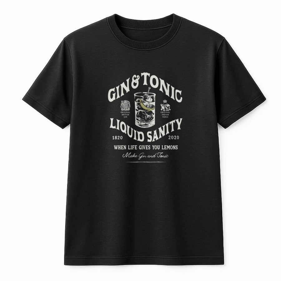 Gin and Tonic T-Shirt | Liquid Sanity Graphic Print | Premium Soft Cotton Tee | Funny Alcohol Lover Gift for Men and Women