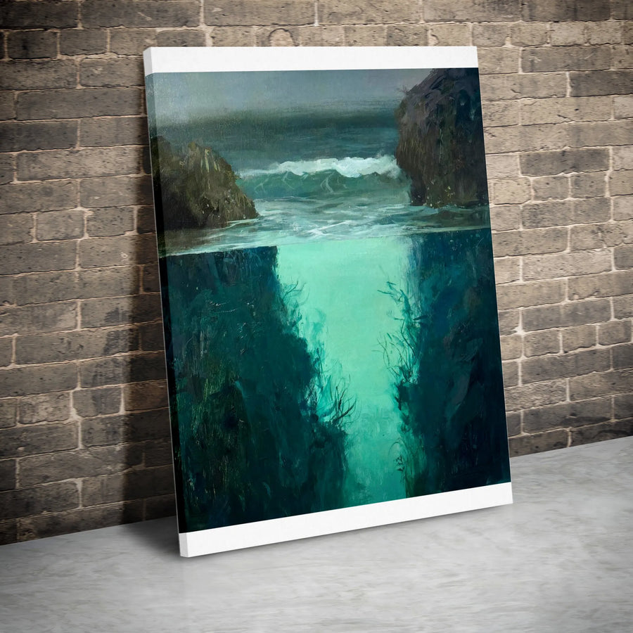 Ocean Split View Canvas Print | Above and Below Sea Level Artwork | Gallery Quality 1.25 Inch Profile | Coastal Home Decor Gift