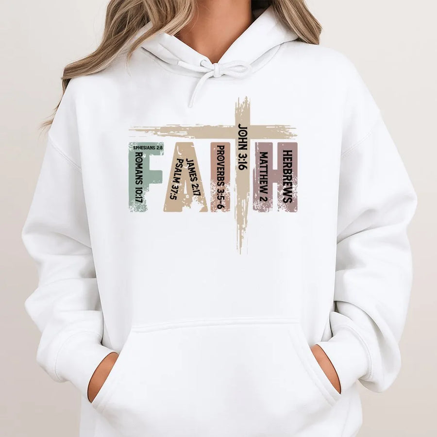 Faith Bible Verse Hoodie | Christian Scripture Cross Graphic | Premium Cotton Blend | Religious Gift for Men and Women