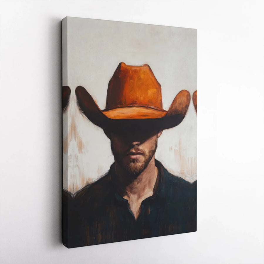 Cowboy Canvas Print | Modern Western Portrait | Premium Gallery Wrapped Canvas | Rustic Home Decor Gift for Men