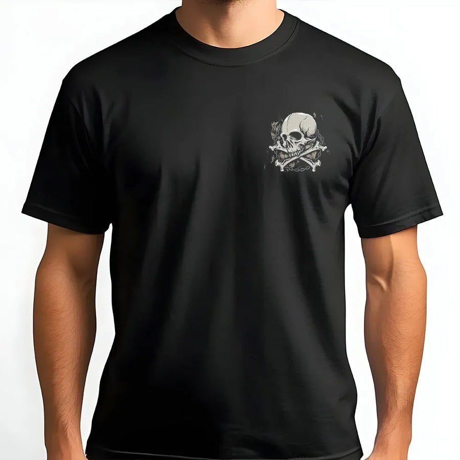 Don't Judge Me Skull T-Shirt | Gothic Crossbones & Chains Graphic | Premium Cotton Tee | Unisex Streetwear Gift for Him & Her