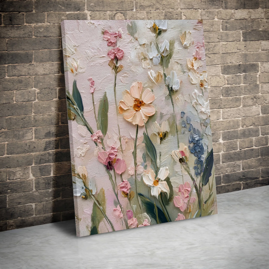 Wildflower Oil Painting Canvas | Textured Floral Impasto Wall Art | Gallery-Quality Fade-Resistant Print | Elegant Home Decor Gift