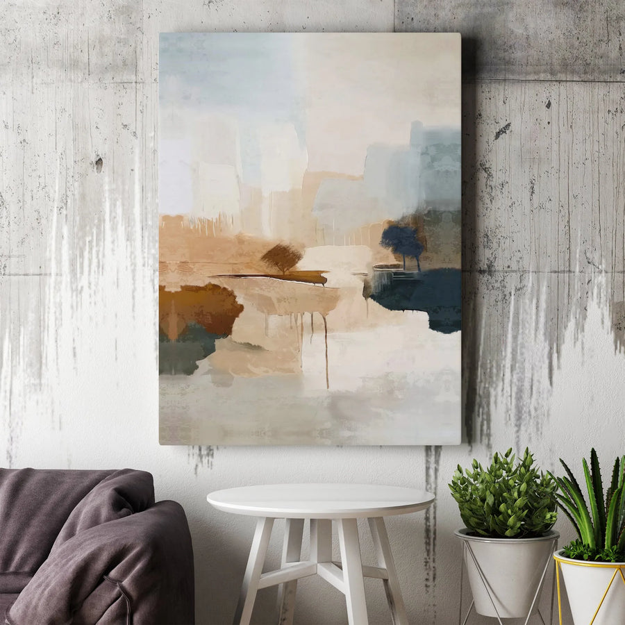 Abstract Landscape Wall Art | Modern Muted Earth Tone Painting | Premium Gallery Wrap Canvas | Neutral Home Decor for Living Room Office