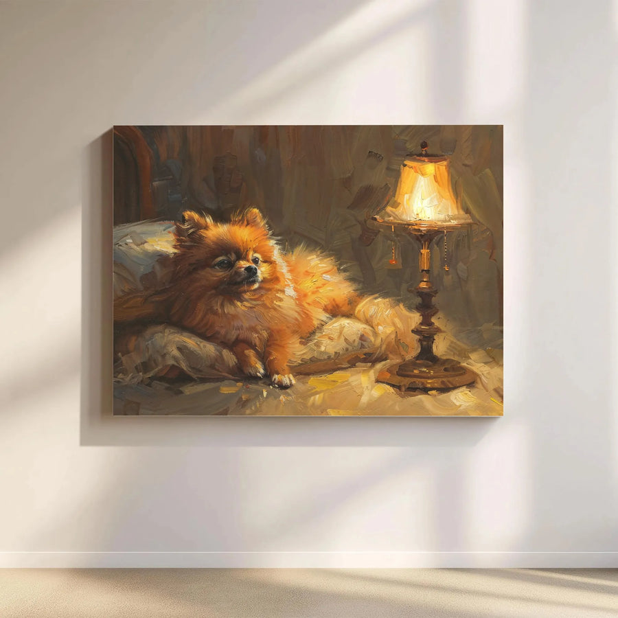 Pomeranian Dog Canvas Wall Art | Vintage Oil Painting Style Portrait | Premium Fade-Resistant Print | Gift for Pomeranian Owner