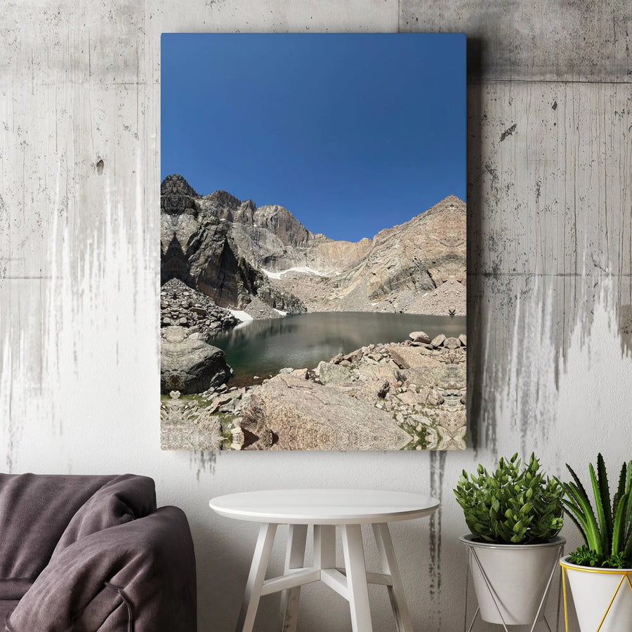 Alpine Mountain Lake Canvas Wall Art | Rocky Mountain Landscape Print | Premium 1.25-Inch Gallery Wrap | Nature Decor for Office or Home