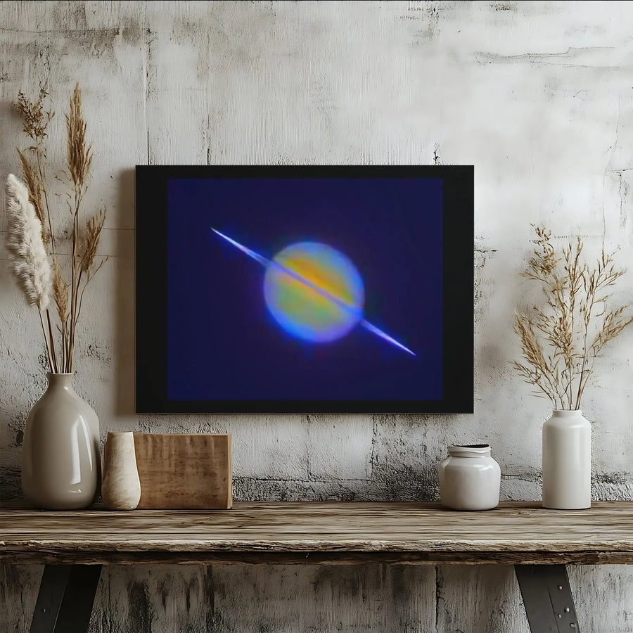 Saturn Planet Wall Art | Vibrant Glowing Space Galaxy Print | 1.25 Inch Gallery Wrap Canvas | Modern Astronomy Decor for Bedroom or Office