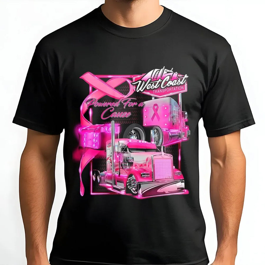 Pink Truck T-Shirt | Breast Cancer Awareness Ribbon Graphic | Premium Cotton Unisex Tee | Trucker Driver Gift For Her And Him