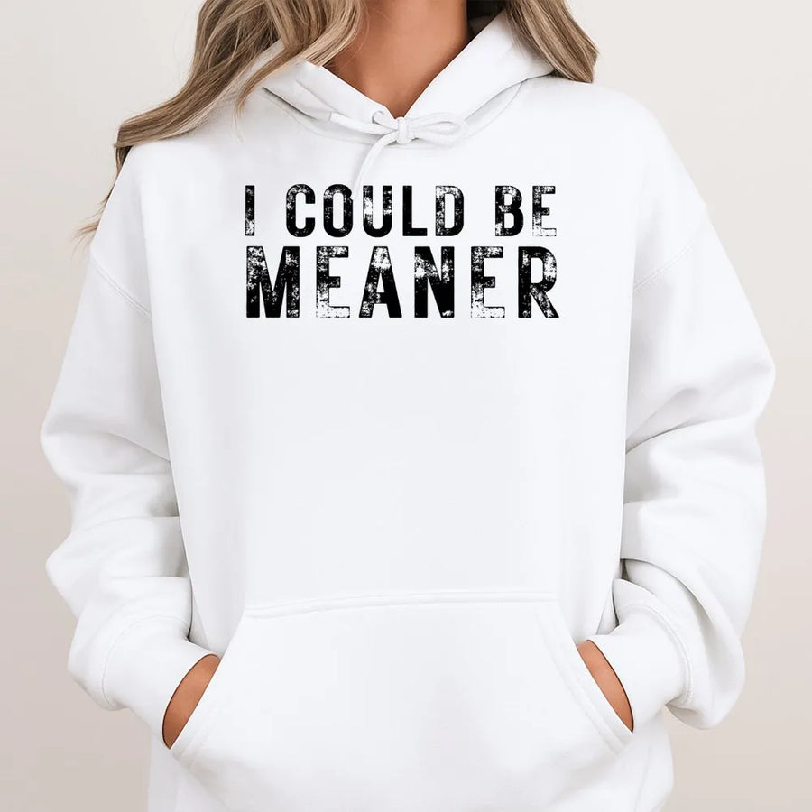 I Could Be Meaner Hoodie | Funny Sarcastic Quote Graphic | Premium Cotton-Poly Blend | Unisex Gift for Sarcasm Lovers