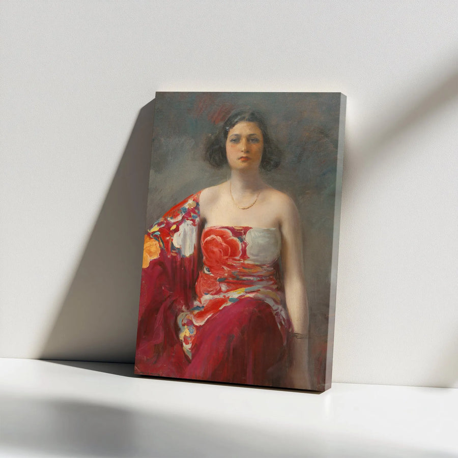 Robert Henri Spanish Shawl Vertical Canvas | Classic Female Portrait Painting | Gallery Wrapped Canvas | Collector's Home Decor Gift for Art Lovers
