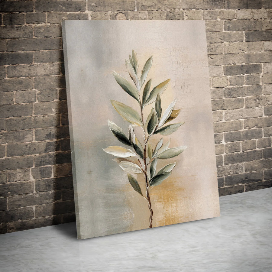 Olive Branch Canvas Wall Art | Minimalist Botanical Textured Painting Print | Premium Gallery Canvas | Modern Farmhouse Decor Gift