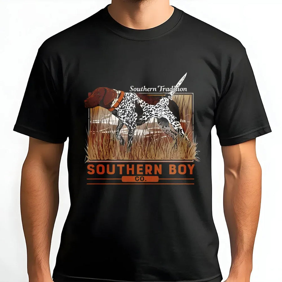 German Shorthaired Pointer T-Shirt | Southern Tradition Hunting Dog Graphic | Premium Cotton Country Apparel | Gift for Outdoorsmen and Bird Hunters