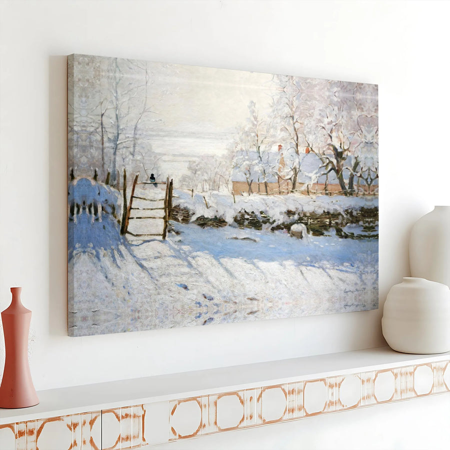 The Magpie by Claude Monet Canvas Print | Impressionist Winter Landscape | 1.25" Premium Gallery Wrap | Fine Art Gift for Home Decor