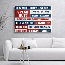 Defend Democracy Wall Art | Patriotic Quote Canvas Print | Premium Gallery Wrap Decor | Activist Gift for Home Office