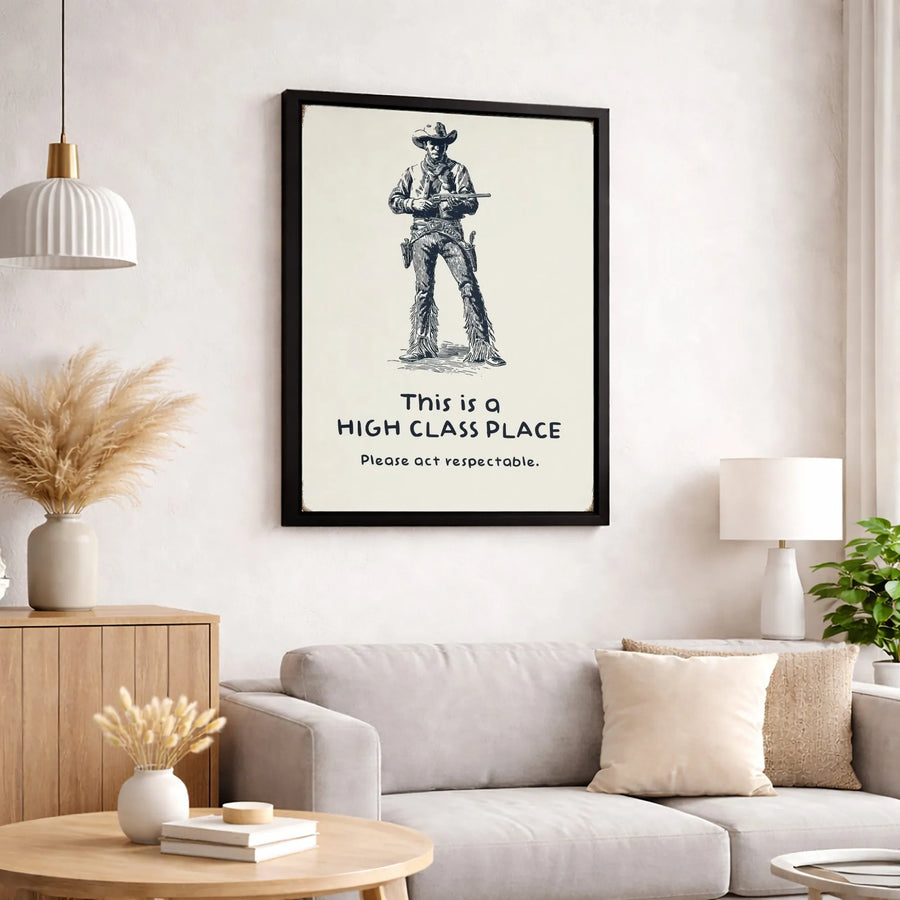 Western Wall Art | Cowboy Gunslinger Sign | Premium 1.25 Inch Canvas | Funny Bar Or Home Decor Gift