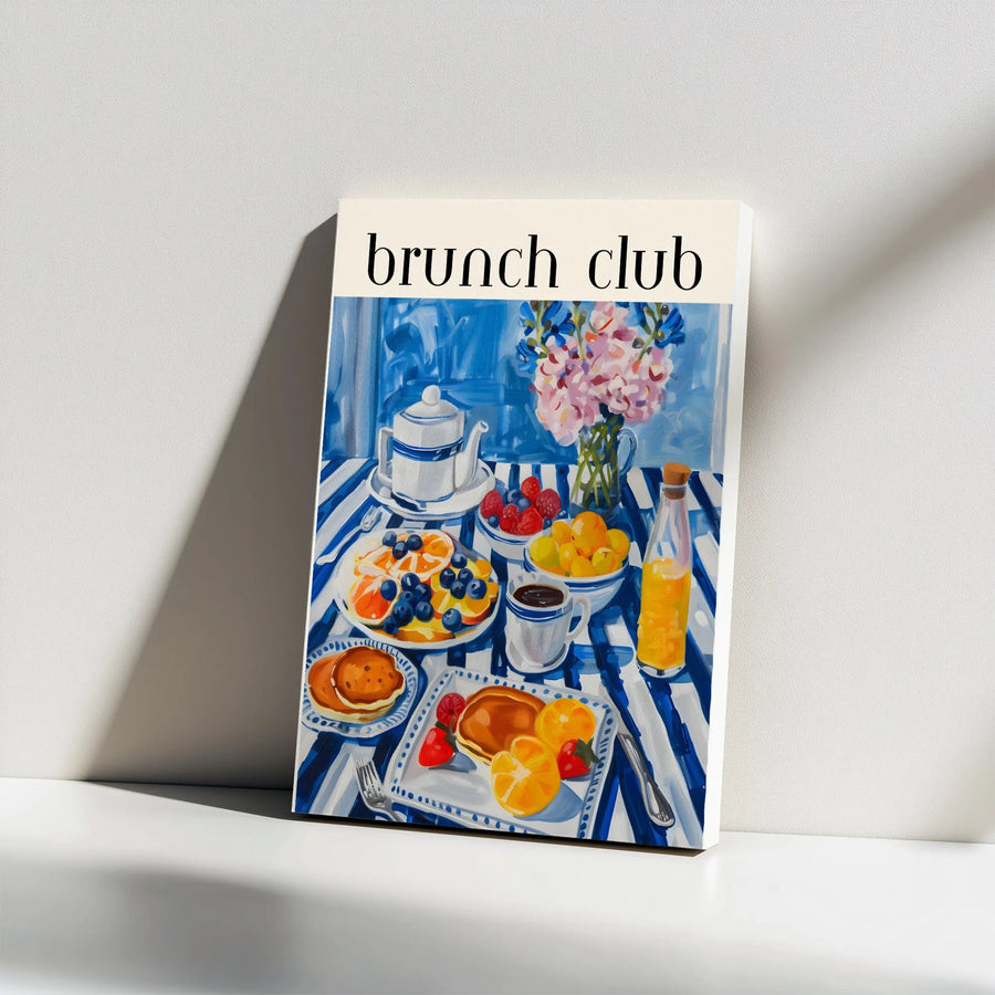 Brunch Club Canvas Wall Art | Vibrant Food Scene Painting Print | Premium Gallery Wrapped Canvas | Kitchen & Dining Room Decor Gift