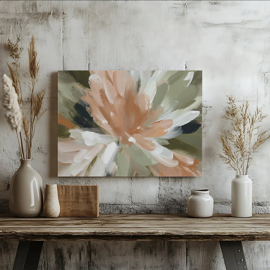 Abstract Floral Canvas Wall Art | Modern Brushstroke Flower Painting | Premium Thick Gallery Wrap Canvas | Living Room & Bedroom Home Decor Gift