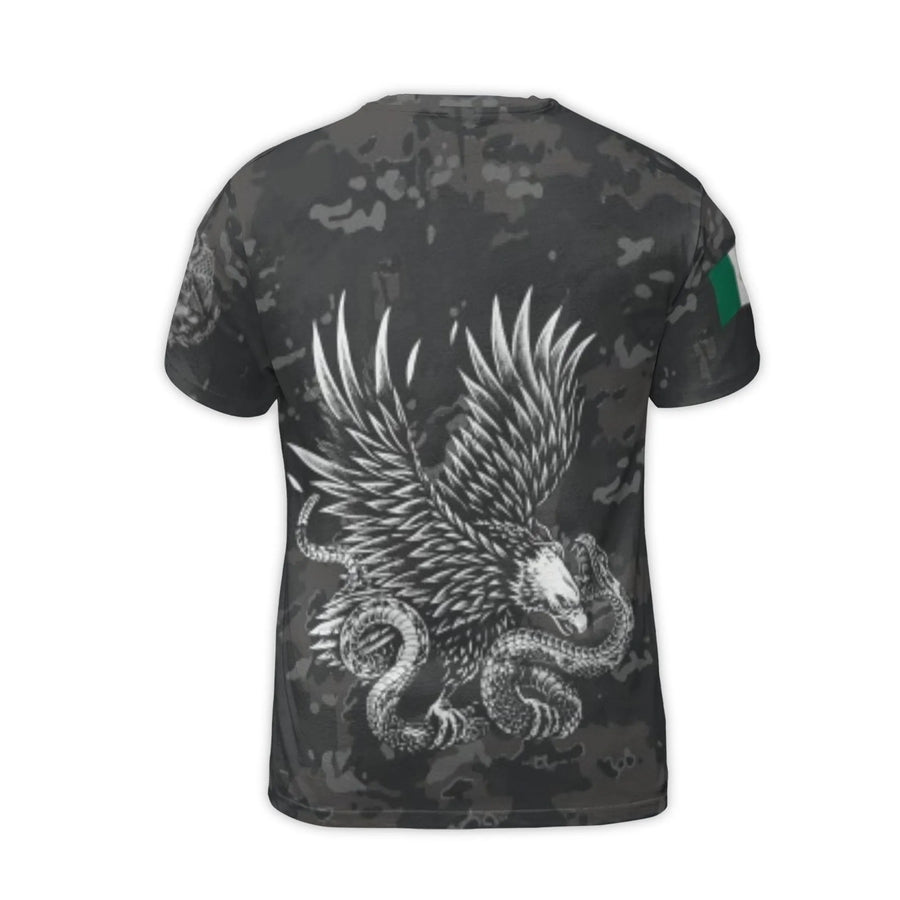 Mexico Eagle and Snake 3D T-Shirt | Patriotic Camo Mexican Flag Graphic | Premium Jersey Fabric | Birthday Gift for Proud Mexican Men