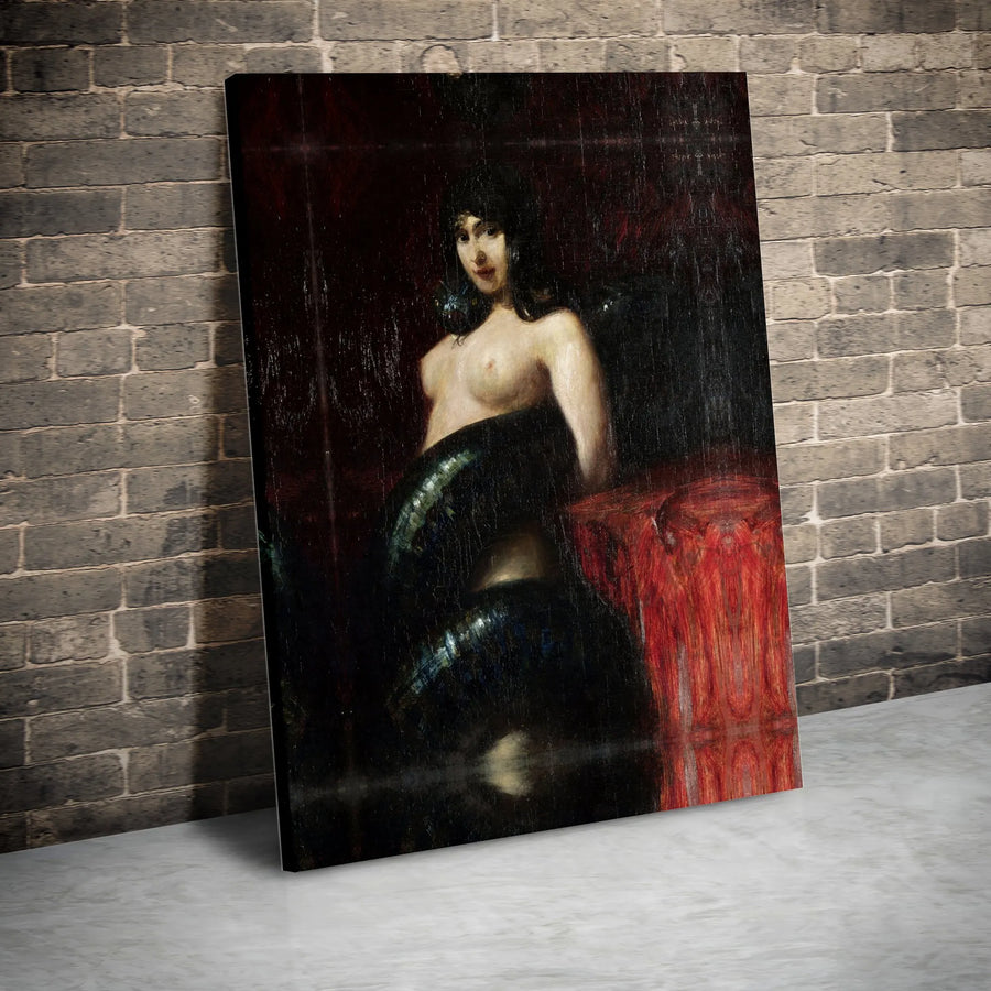 The Snake Charmer Canvas Print | Lucien Levy-Dhurmer Fine Art Reproduction | Gallery-Quality 1.25" Profile | Moody Gothic Home Decor Gift