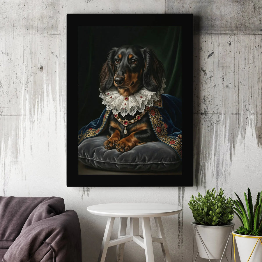 Royal Dachshund Canvas Wall Art | Renaissance Pet Portrait Painting | Premium Gallery Wrapped Canvas | Unique Gift for Dog Lover & Doxie Mom