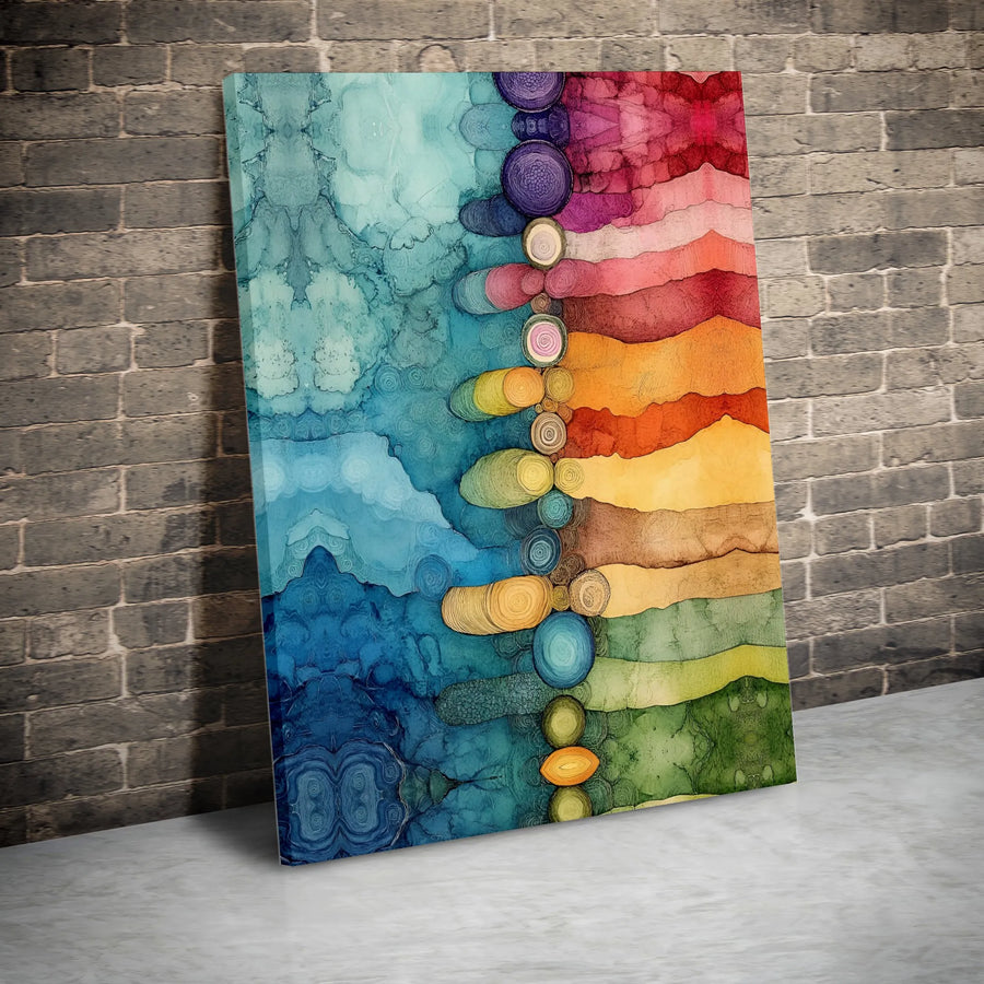 Abstract Canvas Wall Art | Colorful Symmetrical Ink Flow Print | Thick Gallery Wrapped Canvas | Premium Modern Living Room & Office Decor