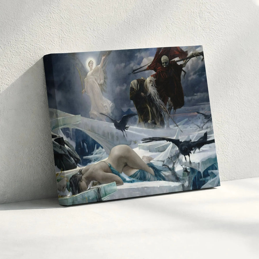 Angel and Grim Reaper Canvas Print | Dramatic Memento Mori Wall Art | Premium Gallery Quality Canvas | Gothic Home Decor Collector's Gift