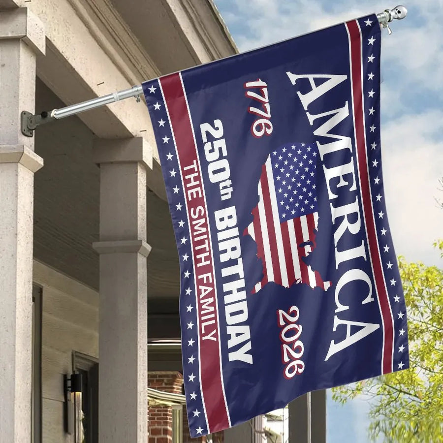 America 250th Birthday House Flag | Commemorative 1776-2026 US Map Design | Double Sided Polyester | Patriotic Yard Decor Gift