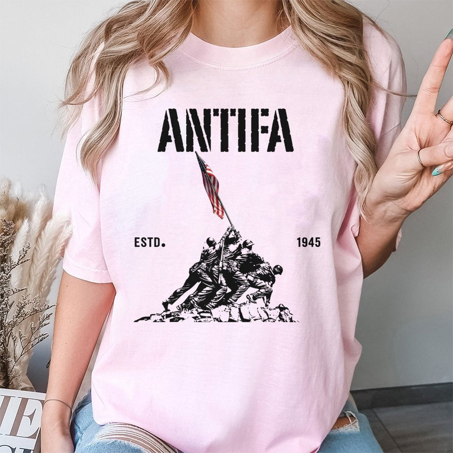 Antifa Estd 1945 T-Shirt | Anti-Fascist Graphic | 100% Soft Cotton Premium Tee | Pro-Democracy Protest Apparel For Men And Women