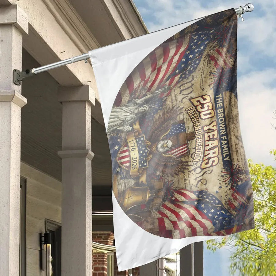 American 250th Anniversary House Flag | Vintage Eagle & Liberty Design | Double-Sided Weatherproof Fabric | Premium Patriotic Yard Decor Gift