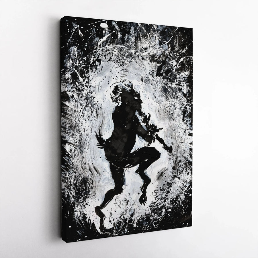 Dancing Satyr Canvas Wall Art | Abstract Faun Flute Player Print | Gallery Wrapped Premium Decor | Mythological Home Office Gift